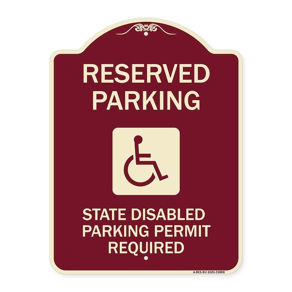 Reserved Parking State Disabled Parking Permit Required Heavy-Gauge Alum, 24" x 18", BU-1824-23008